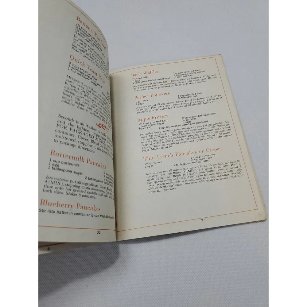 1968 Waring 8 Push Button Blender Cookbook W/ Some Instructions 60+ Page Booklet